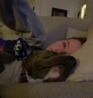 Rachel Nichols Instagram - Playing big spoon on the sofa with my ferocious beast.