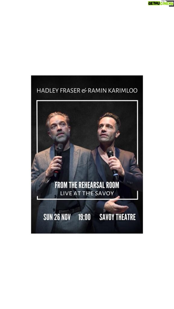 Ramin Karimloo Instagram - Straight from the beautiful @ilrossetti in #trieste @hadleyfraser and I are thrilled that in less than two weeks we will be in #london at the iconic @savoytheatreldn with our ‘From The Rehearsal Room’. Ticket link in bio. @atg_tickets