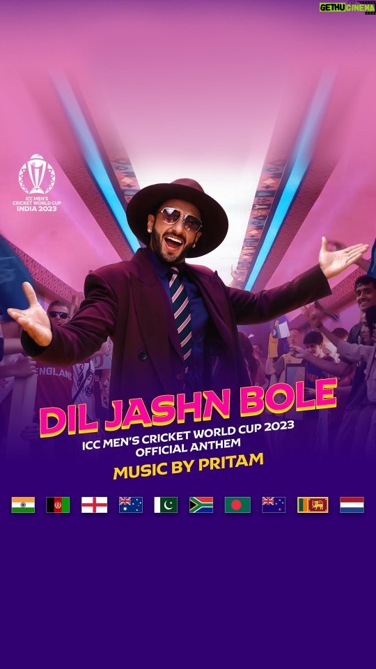 Ranveer Singh Instagram - DIL JASHN BOLE! #CWC23 Official Anthem arriving now on platform 2023 📢📢 Board the One Day Xpress and join the greatest cricket Jashn ever! 🚂🥳 Credits: Music - Pritam Lyrics - Shloke Lal, Saaveri Verma Singers - Pritam, Nakash Aziz, Sreerama Chandra, Amit Mishra, Jonita Gandhi, AKASA, Charan Rap Written and Performed by - Charan