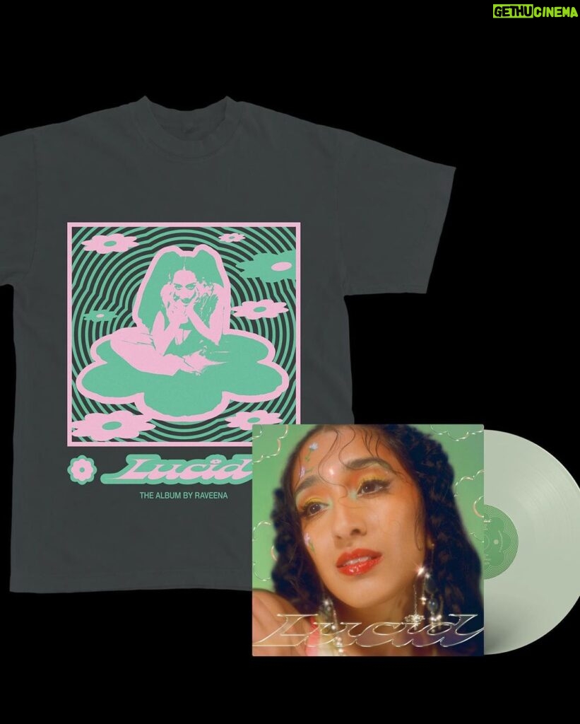 Raveena Aurora Instagram - my first born lucid is getting a anniversary repressing 🧚🏽‍♀️🧚🏽‍♀️🧚🏽‍♀️🧚🏽‍♀️ these are very rare and special and im so excited to share with you. Limited edition PRE-ORDERS AVAILABLE NOW ON MY WEBSITE !! We created a new anniversary t-shirt , AND brought back the All My Friends tee ♥️♥️🥰♥️ IF ITS SOLD OUT ON MY WEBSITE, ALSO AVAILABLE ON VINLY ME PLEASE , AMAZON AND URBAN OUTFITTERS