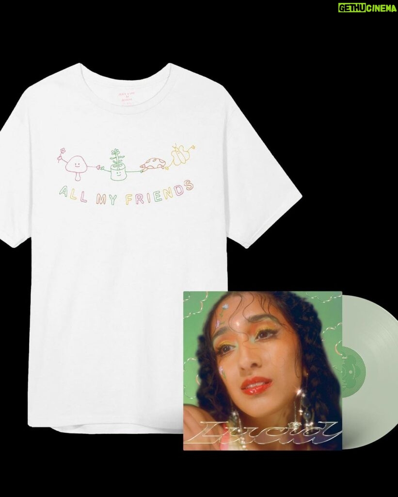 Raveena Aurora Instagram - my first born lucid is getting a anniversary repressing 🧚🏽‍♀️🧚🏽‍♀️🧚🏽‍♀️🧚🏽‍♀️ these are very rare and special and im so excited to share with you. Limited edition PRE-ORDERS AVAILABLE NOW ON MY WEBSITE !! We created a new anniversary t-shirt , AND brought back the All My Friends tee ♥️♥️🥰♥️ IF ITS SOLD OUT ON MY WEBSITE, ALSO AVAILABLE ON VINLY ME PLEASE , AMAZON AND URBAN OUTFITTERS