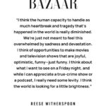 Reese Witherspoon Instagram - So honored to be on the August cover of @harpersbazaarus and describe my passion for shining a big BRIGHT light on untold stories with @hellosunshine. It's such a thrill to watch women all over this beautiful world express themselves in a way I never possibly imagined. Dreams do come true! ✨📚📺🎬💫😊   Photographer: @cassblackbird Stylist: @samiranasr Creative Director: @lauragenninger Story by: @leahchernikoff Hair: @bobrecine Makeup: @romyglow Manicure: Lisa Phan Hall at @nashvillenailco Entertainment Director: @angcutt Production: @lolaproduction Prop Stylist: Jenna Winn Comms: @theledecompany