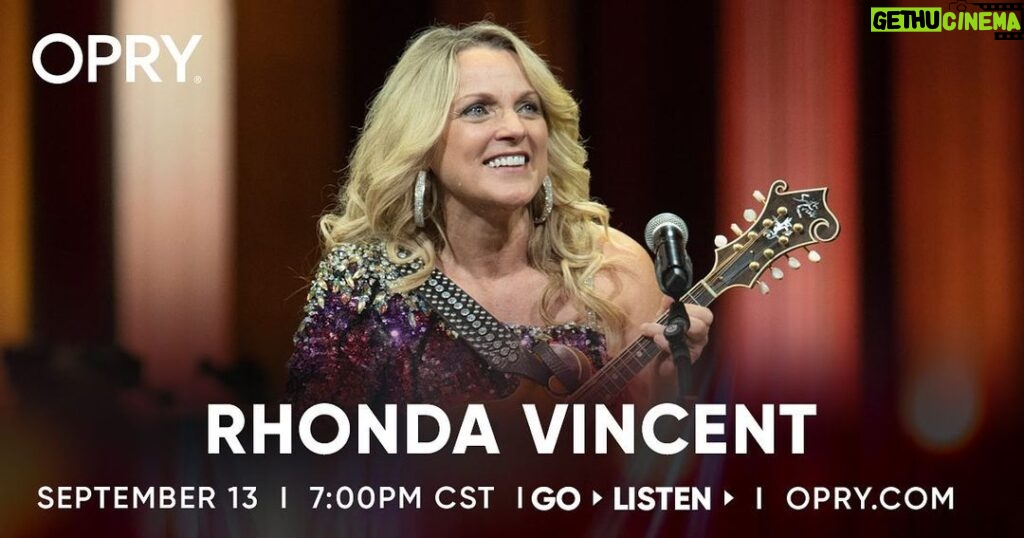Rhonda Vincent Instagram - Join me on Wednesday 9/13 Grand Ole @opry www.opry.com Grand Ole Opry