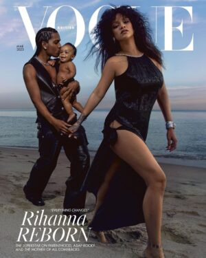 Rihanna Instagram - 🥰 @britishvogue march 2023 issue

Photographed by @InezAndVinoodh and styled by @Edward_Enninful, with @asaprocky and baby’s stylist @Henson, words by @GilesHattersley, hair by @YusefHairNYC, haircare by @NaphiisBeautifulHair, make-up by #KanakoTakase using @fentybeauty, nails by @KimmieKyees, Vogue entertainment director-at-large @JillDemling, set design by @JillCNicholls and production by @Brachfeld_, with thanks to @theledecompany, Vivi Nevo and Bert Hedaya.