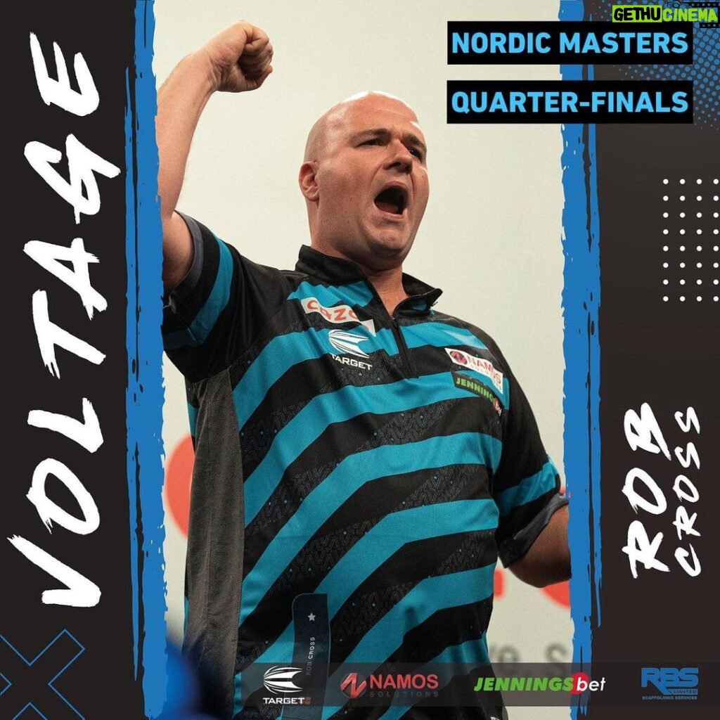 Rob Cross Instagram - Decent win last night and now I play Jonny Clayton today in the quarters of the Nordic Masters. Let’s keep this run going! @targetdarts @NamosSolutions @jenningsbetinfo @scott_rbs ⚡⚡ 📸 @_taylorlanningphotography_