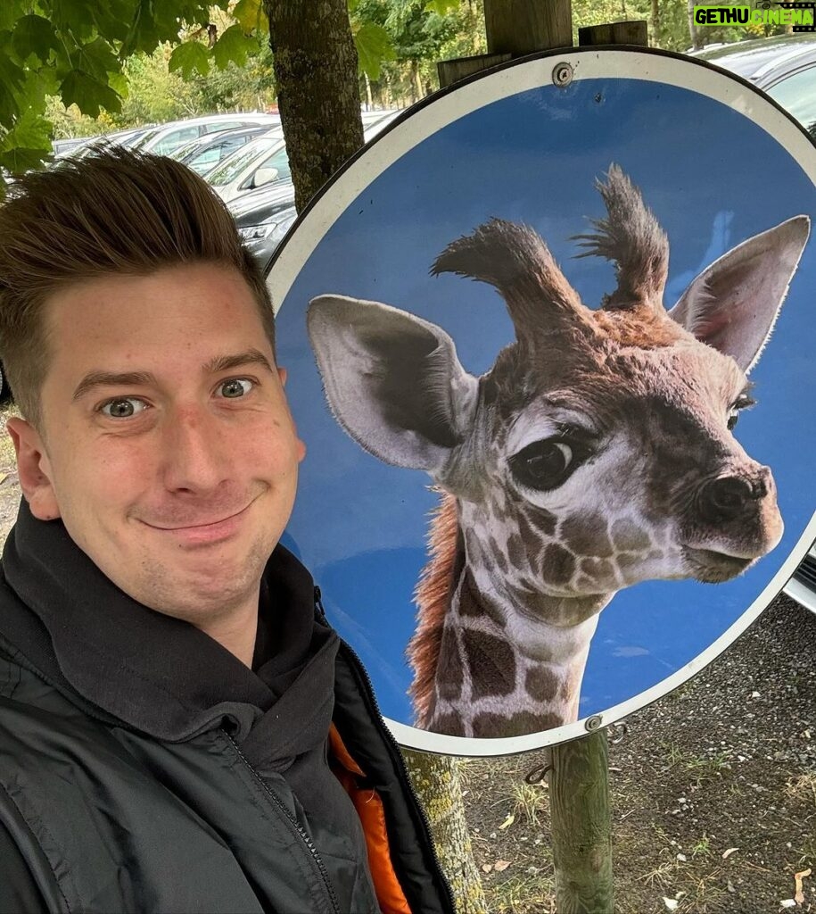 Robin Leutner Instagram - Gleiche Frisur ähnlich Langer Hals, vielleicht bin ich garnicht DJ Robin sondern ne Giraffe aus König der Löwen? 🤷‍♂ #djrobin #giraffe #fun #safaripark #layla #bumsbar #rapunzel #tier