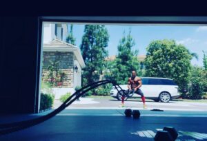 Rockmond Dunbar Instagram - Funny thing, when my wife gains weight... So do I.. When she loses weight and gets fit.... I have no choice but to get off my fat lazy ass and do the same.... That means...Battle  Rope Monday! Coming out of this quarantine better than I went in.... All thanks to @mayadunbar11 for pushing me and leading by example. #fitnessmotivation #couplegoals #blackboxgaragegym #mywife