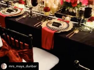 Rockmond Dunbar Instagram - Posted @withregram • @mrs_maya_dunbar Our Sexy Sweatsuit Soirée was a success! What many folks don't know , is that a passion of mine is design and party planning! This little project was my vision from start to finish & with Rock's help it came to life just as I had hoped! We wanted to safely gather with some Covid-compliant friend couples, relax and forget for a few hours the state of the world we're in. And let me tell you, we did! Definitely a night to remember. (And for the record: we've all been self quarantined and wore masks when not eating/taking photos.) 😷😏✊🏾 #blackexcellence✊🏾 #dinner #partyplanner #holidayseason #sexy #sweatsuitparty❤️ #blacklove #blackpride #designer #love #covidcompliant
