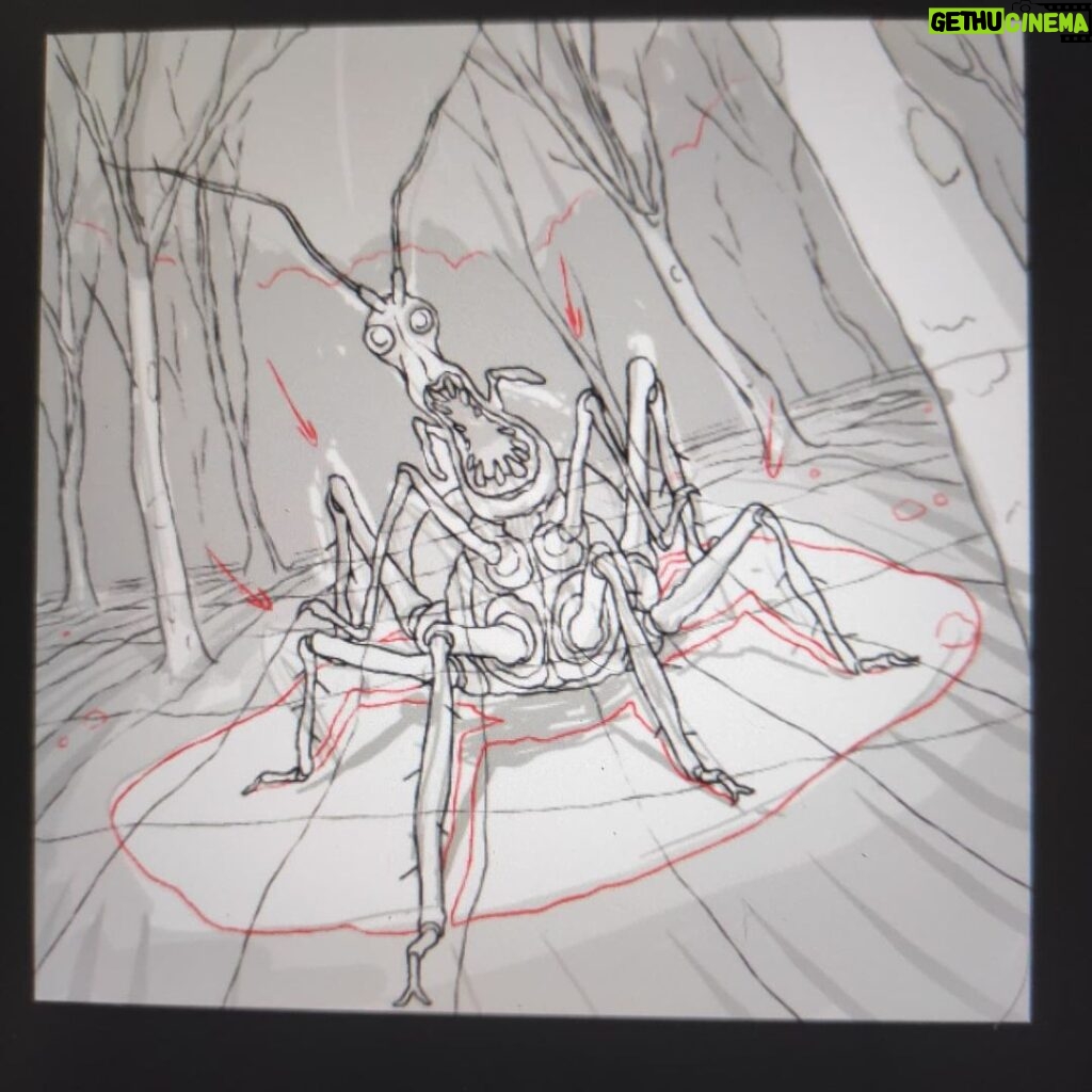 Rodrigo Goulão de Sousa Instagram - Giant insect in the woods- Trying to do some horror themed animations #animation #drawing #digitalart #cartoon #2danimation #after #characterdesign #art #cg #horror #horrormovies #creepy #scary
