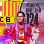 Ronaldinho Instagram - Parabéns, Barcelona, pelos 124 anos de história e glórias! 🎉🔵🔴 É um orgulho fazer parte dessa trajetória única e especial da minha carreira. 🙌⚽ Venha viver a magia do futebol com o app R10 Score! 🌟⚽ Baixe agora gratuitamente no seu celular e mergulhe nas emoções do esporte, com estatísticas, calendários de jogos, resultados em tempo real, notificações ao vivo e muito mais. 📱💚🖤 #R10Score