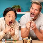 Ryan Hansen Instagram - I COOKED! Tiny food Big fun with @mlpadman and @funnyasiandude Watch Jimmy and me battle it out tiny kitchen style. And watch Monica be tiny beautiful and funny AF @tastemade @tinykitchentm