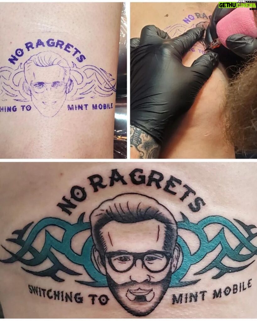 Ryan Reynolds Instagram - Every year at @mintmobile we send a little Christmas gift to our customers. This year it was a temporary tattoo. But some people are more committed to saving money with Mint than others. Via @dictator_sheep and @skindeepomaha