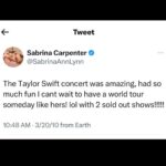 Sabrina Carpenter Instagram - trying to process this but alas i shant CANT WAIT TO JOIN THE ERAS TOUR IN LATIN AMERICA thank u @taylorswift u the 1 :’) this is a dream come true