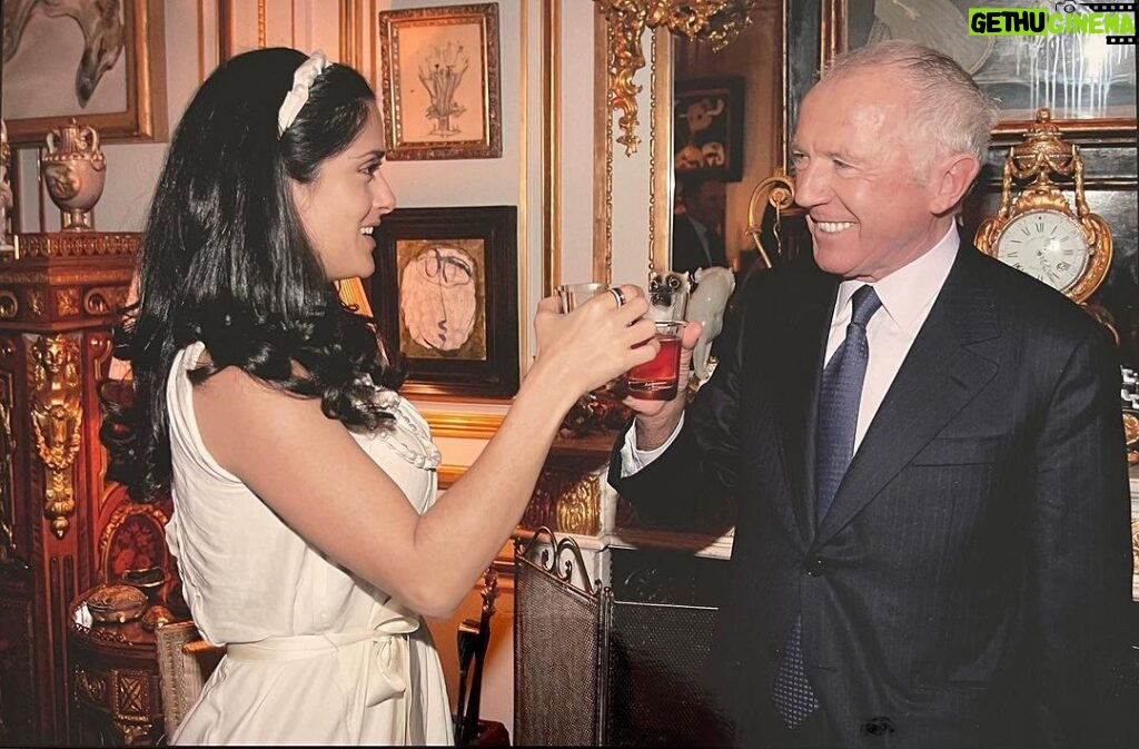 Salma Hayek Pinault Instagram - Happy birthday to the man who raised the love of my life ❤️ Your wisdom, kindness, and warmth have been a guiding light in our lives. Cheers to laughter, love, and many more cherished moments together. 🎂❤️ Joyeux anniversaire à l'homme qui a élevé l'amour de ma vie ❤️ Ta sagesse, ta gentillesse et ta chaleur ont été une lumière directrice dans nos vies. À la joie, à l'amour et à de nombreux autres moments chéris ensemble. 🎂❤️