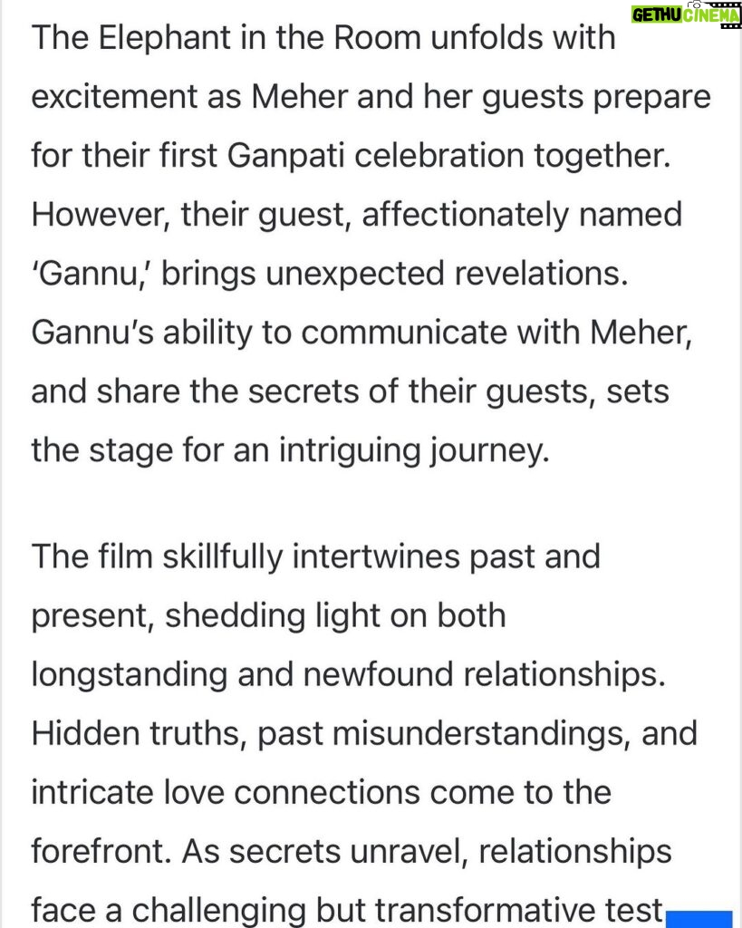 Saloni Khanna Instagram - The Review is here ❤️🐘🙏 @oneworldnewscom Overwhelmed by the love pouring in for “The Elephant In The Room” ❤️ Ganpati Bappa Morya …………………………………………… @altegoproductions @altegotalents in association with @modernmonkfilms & @humaramovie Presents “The Elephant In The Room” A film by Krishan Hooda Now streaming on @humaramovie ******Starring ******* Daisy Shah @shahdaisy Viraf Patell @virafpp Salonie Patel @salk.04 Nitinn R Miranni @thenitinmirani Pratiksha Sen ❤️ Akansha Pandey @sassyakansha Sankalp Joshi @joshi_sunkalp Mantra Mugdh @mantramugdh Housing Finance Partner - PNB Housing Finance #pnbhousingfinance Outdoor Media Partner - Bright Outdoor Media @brightoutdoormedia Produced By: Aartie Miranni & Prakash Moolani @aartie_miranni @prakash_moolani_ Directed & Co-Produced By: Krishan Hooda krishanhooda_o Orignal Story Nitinn R Miranni & Aartie Miranni @thenitinmirani @aartie_miranni Screenplay & Dialogues : Krishan Hooda & Neeltarni Pratap @krishanhooda_o @neeltarnipratap Director of Photography: Pushkar Sharma @rolling_blades Editor: Sanjay Shree Ingle @kolisanjay DI Colourist: Ashirwad Hadkar @ashirwad_hadkar_ Original Background score: Sunil Singh #SunilSingh Dubbing - Vrikpal Singh @v_for_vrikpal Executive Producers: Jyoti Sunil Dabas & Alyque jyoti_sunil_dabas @iamalyque Associate Director: Ajit Kumar @ajit_127 Director’s Assistant: Neeltarni Pratap @neeltarnipratap Assistant Directors: Riva Aurora, Aakash Gor, Ansh Nag @rivaxaurora @aakash.gor @anshnagda Still Photography : Amy Hooda @amyn.hooda Poster Design: Hitesh Sharma @digitalartist_hitesh #shortfilm #theelephantintheroom #daisyshah #nitinnrmiranni #virafPatell #saloniepatell #theelephantintheroomshortfilm #ganpati #trending #ganpatibappamoreya #ganpatiutsav #comedyfilm #bollywood Mumbai, Maharashtra