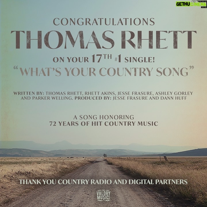 Scott Borchetta Instagram - I MEAN... 1⃣7⃣ COME ON @ThomasRhettAkins! 🎉 “What’s Your Country Song” also marks TR’s 11th consecutive No. 1 on the Medibase/Country Aircheck chart, leading the charge with the longest active streak in the format. 👏👏👏 @BigMachineLabelGroup