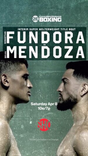Sebastian Fundora Instagram - 🔥🔥🔥🔥 #toweringinferno 

Posted @withregram • @premierboxing 🚨 IT’S FIGHT WEEK 🚨

“The Towering Inferno” @seb_fundora takes on @labalamendoza in an interim 154-lb title bout, PLUS unbeaten super lightweight contender @brandun_lee battles @larocacampa live on @showtimeboxing THIS SATURDAY, April 8, at 10pm ET/7pm PT.

Click the link 🔗 in our bio for full #FundoraMendoza fight night details!