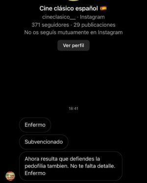 Sergio Peris-Mencheta Instagram - ¿Por qué los cretinos que me insultan en Redes como este cretino, TODOS, lucen la bandera de España en el perfil?
 Ojo: TODOS.
