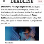 Sofia Bryant Instagram - Okokok so @neverbetter_film is officially out in the world and available to rent and own :)))! Infinity love for everyone’s extreme dedication and hard work on this film @julianne_foxy you were our fearless leader through it all <3 everyone go watch, link in biooo