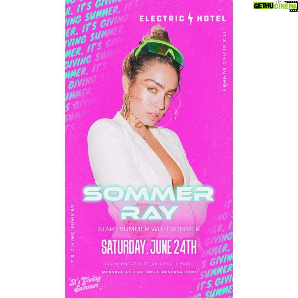 Sommer Ray Instagram - some of my upcoming shows! 🫶🏻 tomorrow night!! chicagooo @electrichotelchicago •NY hamptons!! july 1st ~ @bouncebeachmtk •atlantic city! july 8th @hq2ac •Houston! july 15th @notohouston •New York July 30th! @summerclubnyc •Baltimore- september 24th! @jimmysseafood some other shows not on flyers yet~ • chicagoo!! Aug 3 - @joydistrictchi •Virginia- august 11th @theparkrva •Dallas! august 24th @bottledblondedtx •Philly! august 26th @notophilly •Baton rouge! October 13th @fredsbar •Cabo san lucas! November 10th Tiestos Chasing Sunsets festival @vibeepresents