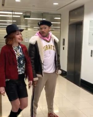 Sophie Simnett Instagram - twist bts extravaganza. Although it’s not a musical some interludes did arise (plus me attempting to get a candid photo with Michael) @iamlenaheadey @officialfranzd @ritaora @rafflaw
