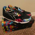 Steffanie Newell Instagram - AVAILABLE NOW online and in store at @footlocker and @champssports The @diadora x sarath n9002 BE SEEN featuring glow in the dark " awareness " and " acceptance " font, both autism and neuro diversity symbols, and an alternative closure system; adaptive laces meant to allow those with lower motor skills to be able to put their shoes on by themselves. The @spectrum_designs x sarath " acceptance around the world " tee, pushing the idea that no matter where you are in the world you deserve to be accepted. You deserve to BE SEEN As part of this project $25,000 will be donated to @flutiefdn Please check out @ben.rosloff film, in which he shot, edited, did animation for, and is currently adding captions to, documenting the creation of these products, and what the project means to those involved. @diadoralifestyle @hochandsock #beseenautism