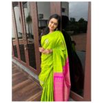 Tanvi Rao Instagram - My dreams are as colourful as my saree 🎨 This lovely saree is by @sheekline 🦜 @brinda_nema @ashwini.rrrr Picture credits to the ever patient photographer- @rajaniabhirath1 😘 #newyear #2024 #happynewyear #saree #wishes #love #work #designer #actor #acting #dance #passion #tanvirao Bangalore, India