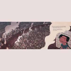 Tarun Lak Instagram - “Clickety-clack, chugging along the track. We cannot go back”

This was the first spread I worked on for ‘The Moon from Dehradun’ 🌙 and also took the longest. It was the heaviest scene to draw to carry the reality of hoards of people having to flee across the border on trains, literally packed to the roofs of the carriages. I tried to show a little story with each of the individual people in the crowd, since they would’ve all had a unique experience going through the traumatic Partition.

This still being Azra’s story, it was important to show it from her point of view. I played with a few compositions before landing on this one, with the help of my art director on the project. 

A print of this will be hung up at the Original Art Show by the Society of Illustrators in New York. If you’re around November 10 to February, feel free to drop by. I’m thrilled to be featured in their show.

Text by @shirinshamsi1 ✨

Published by @simonkids 

#themoonfromdehradun #picturebook #illustration 
#indiapakistan #partition #kidlitart