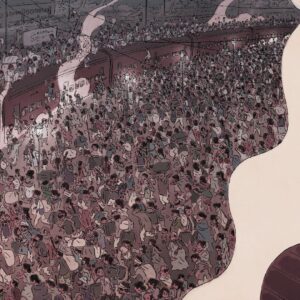 Tarun Lak Instagram - “Clickety-clack, chugging along the track. We cannot go back”

This was the first spread I worked on for ‘The Moon from Dehradun’ 🌙 and also took the longest. It was the heaviest scene to draw to carry the reality of hoards of people having to flee across the border on trains, literally packed to the roofs of the carriages. I tried to show a little story with each of the individual people in the crowd, since they would’ve all had a unique experience going through the traumatic Partition.

This still being Azra’s story, it was important to show it from her point of view. I played with a few compositions before landing on this one, with the help of my art director on the project. 

A print of this will be hung up at the Original Art Show by the Society of Illustrators in New York. If you’re around November 10 to February, feel free to drop by. I’m thrilled to be featured in their show.

Text by @shirinshamsi1 ✨

Published by @simonkids 

#themoonfromdehradun #picturebook #illustration 
#indiapakistan #partition #kidlitart