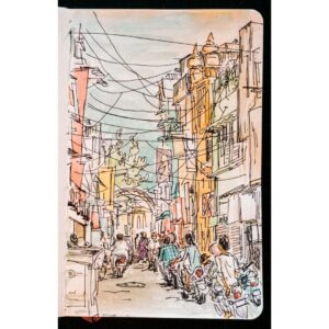 Tarun Lak Instagram - Highlights of my recent sketches from my trip to India. 
This was planned to be longer covering more places, but unfortunately Covid had other ideas.
Some of these are more successful than others. I'm not a watercolor artist by any means, but these were fun to do. 

#sketchbook #watercolor #ink #india #chennai #bengaluru #sketches