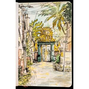 Tarun Lak Instagram - Highlights of my recent sketches from my trip to India. 
This was planned to be longer covering more places, but unfortunately Covid had other ideas.
Some of these are more successful than others. I'm not a watercolor artist by any means, but these were fun to do. 

#sketchbook #watercolor #ink #india #chennai #bengaluru #sketches