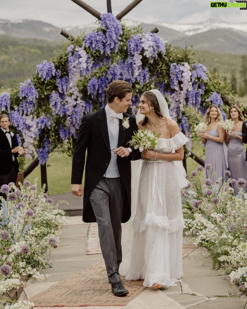 Taylor Hill Instagram - @taylor_hill and Daniel Fryer are married! The couple worked with Hanna Peterson of @table6productions to plan their wedding weekend, held at Devil’s Thumb Ranch in Colorado. “As much as I travel for work—I have literally been [going] non-stop since the age of 14—Colorado has always been my constant, my rock, my home, and my heart. That is until I met Danny. Danny makes me feel home wherever we are. I wanted to share this once-in-a-lifetime moment with all our loved ones in my constant, favorite place, Winter Park, Colorado,” shares the bride. Tap the link in our bio to see exclusive photos from the couple's Western-inspired wedding. Photos: @cedarandpines