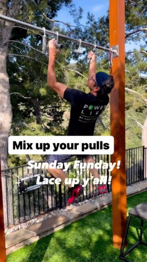 Tony Horton Instagram - The Pull Up…such a powerful body weight move…no fancy equipment…just a bar above your head…here we mix it up a bit…
Little did I know that eliminating foods from my diet would actually make me stronger doing pulls…#FoodMath 
One of my secret sauces…@complement and @my_powerlife