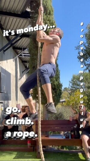 Tony Horton Instagram - a staple of the sunday ninja workout with @tonyshorton, "rope-beam-peg-pullup" will test your #timeundertension, your #gripstrength , and your ability to not fall on your butt.

#adventure #exercise #fitness #fit #fun #getmoving #goclimbsomething #goclimbarope #motivation #mondaymotivation #monday #moveyourbody #pushyourlimits #training #fitforlife #tonyhorton #powernationfitness #instafit #instafitness #ropeclimb