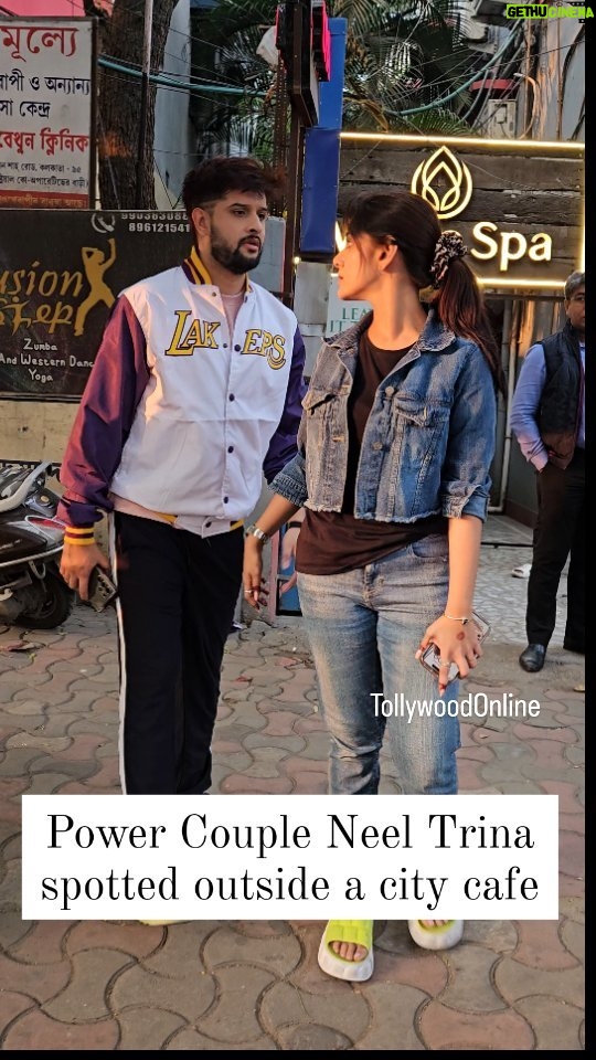 Trina Saha Instagram - Power Couple #NeelTrina spotted outside a city cafe today afternoon 😀 @trinasaha21 @neel_bhattacharya #TriNeel