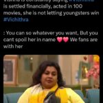 Vichithra Instagram - Have some brain, this is a game show. 🤦🏻‍♂️🙏🏼 . Idhe mari dhn pradeep ah pesi veliya anupuninga. 👏🏼👏🏼 . . . #bigboss #bigbossfinals #bigboss7 #vichitra #vijaytelevision #kamalhaasan #rendulaonnupaakkalaam #respect #strongwomen #standwithvichitra #supportvichu