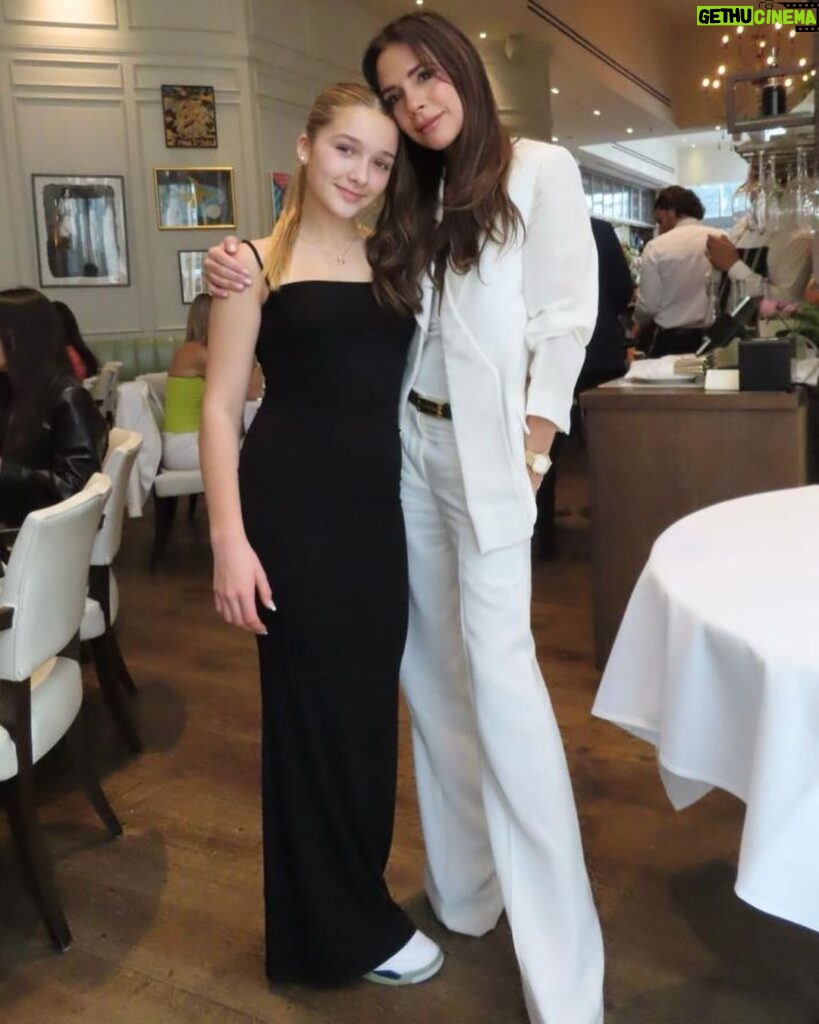 Victoria Beckham Instagram - Special day with #HarperSeven and the #Vogue100 ladies @TheWebster!! Thank you @VogueMagazine, my friends and @lhd!! Kisses from Miami 🇺🇸 xx I’m wearing my #VBSS24 white suit, coming soon to VictoriaBeckham.com and 36 Dover Street!!