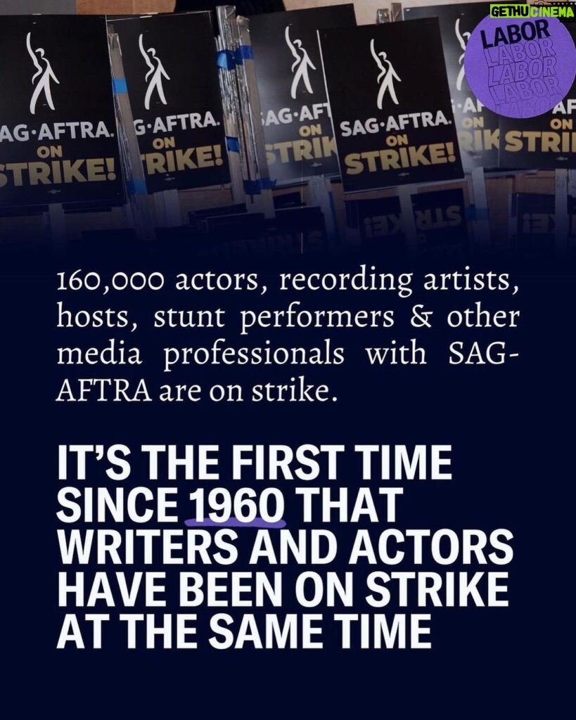 Yasmine Aker Instagram - We are officially on strike ✊🏽 More than 160,000 actors, recording artists, broadcast journalists, hosts, stunt performers and other media professionals with @sagaftra are now on strike. We are joining the 11,000 Writers Guild of America members who have been striking for two months. It's the first time in more than six decades that writers and actors have been on strike at the same time. Streaming has broken our industry and AI threatens the future of our livelihood. The actors strike will shut down virtually all remaining film and TV projects that weren't already stopped by the writers' strike. We are stronger together! ✊🏾✊🏼✊🏼✊🏾✊🏽✊🏽✊🏾✊🏼 #sagaftra #wgastrong #strike
