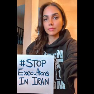 Yasmine Aker Instagram - Grab a pen, write #stopexecutionsiniran and post a selfie. 

I stand with the women, children and people of Iran, Afghanistan, Kurdistan, Baluchistan and anywhere where the people are oppressed. Period. 

I stand with any person being brutally silenced and their people being murdered by their own government. 

In Iran, the mass execution of political dissidents has been a common practice, and we must stand with the innocent people being wrongfully killed. 

I was born into a Baha'i family, and my family has had first hand experience of wrongful imprisonments and oppression at the hands of the Islamic Republic.

My personal fight is against fundamentalism, extremism, totalitarian regimes and any and all fascist or religious dictatorships. 

My goal is to free Iran, free Afghanistan, free the Middle East, and make sure that America doesn’t turn into another Iran by succumbing to extremist ideologies that become the fertile ground where fundamentalist theocratic governments becomes manifest. 

One goal: keep people free and help them heal. 🤍✨

Woman. Life. Freedom ✊🏼✊🏽✊🏾

Thank you @nicolenajafi & @mozhanmarnowastaken for spearheading this campaign 🙏🏼