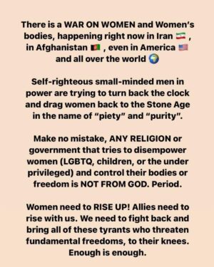 Yasmine Aker Instagram - Her name is Mahsa Amini, only 22 years old, killed by the morality police of Iran for not wearing her Hijab properly. She was killed because some of her hair was uncovered. 

We are in this together.

ما همه با هم هستیم

There is a WAR ON WOMEN and Women’s bodies, happening right now. 

If you’re living on Earth and being silent about the plight of women in Iran and Afghanistan, you do not care about Women’s rights. 

We must amplify the voices of disempowered women all over the world, and Iran stands at the frontier of the Women’s rights movement. 

We are not free, until we are all free. Enough is Enough! 

Credit for art: @from____iran 
@shahrzadchang @rahellma @haniye.kian 

#mahsaamini #mahsa_amini 
#womensrights #freeiran #no2hijab 
‎#مهسا_امینی # مهساامینی 
‎#حجاب_بی_حجاب