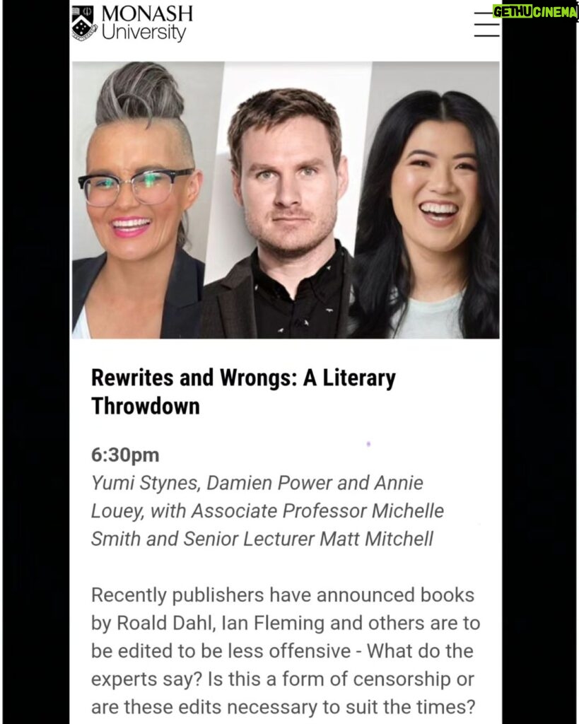Yumi Stynes Instagram - THIS THURSDAY, MELBOURNE BOOK / DEBATE LOVERS! 6:30pm out at the Clayton campus of Monash University in the Ian Potter theatre. Free! Register! 🎉📚🎉
