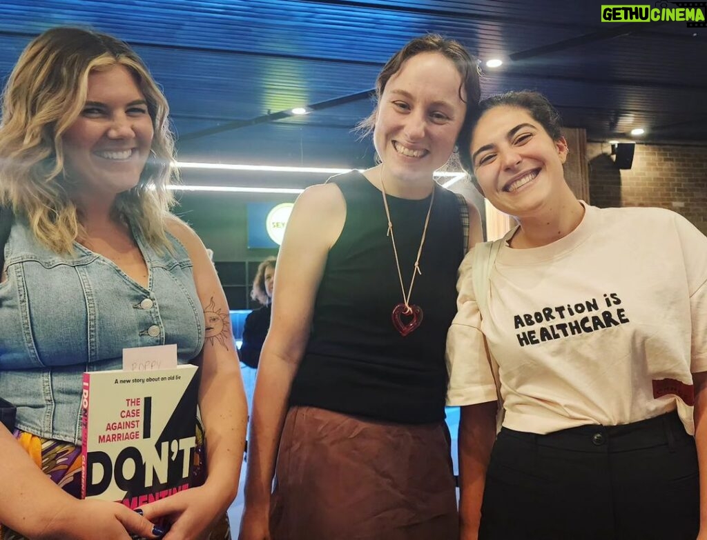 Yumi Stynes Instagram - The loving vibes from last night's launch of @clementine_ford's new book 'I DON'T' linger on.❤️❤️❤️ Thanks everyone for coming out to Seymour Centre. My 19-year-old listened to the new 'Ladies We Need to Talk' episode interviewing Clem about the failing institution that is marriage and said, "MUM, I AM NEVER FUCKING GETTING MARRIED" and I said 🙏🏻Good.