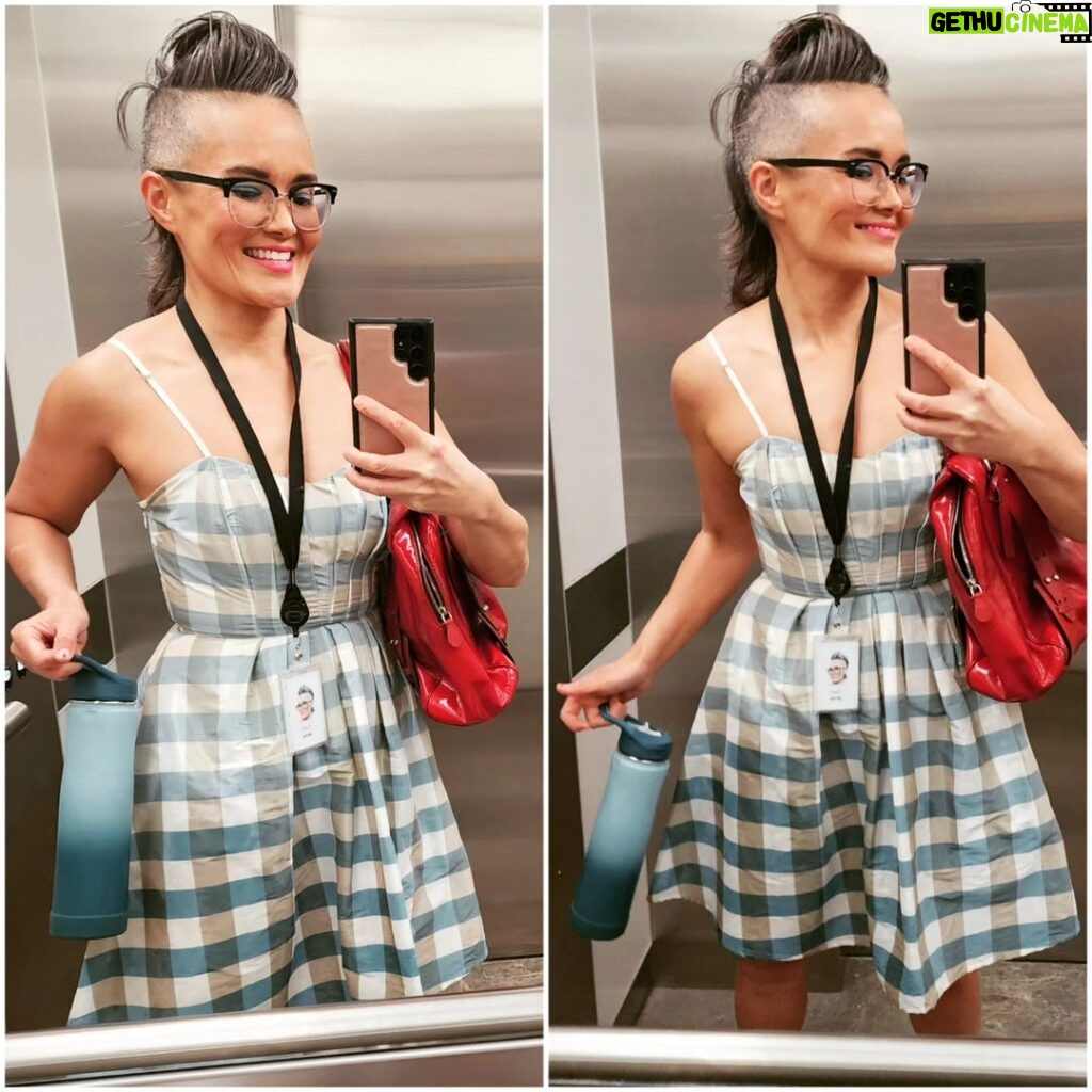 Yumi Stynes Instagram - I wore this to work today ...but mainly because I had this fantasy that some random babe would shout out "Hi, Barbie!" to me and I would be primed to shout "Hi, Barbie!" right back at her 😂🗣️👭