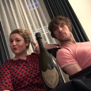Zach Anner Instagram - Someday I’ll have to tell you the story of how @gilliangrassie got us a free bottle of @domperignonofficial in #KansasCity , but right now we’re just gonna drink it. 🥂🍾 #champagne #adventures