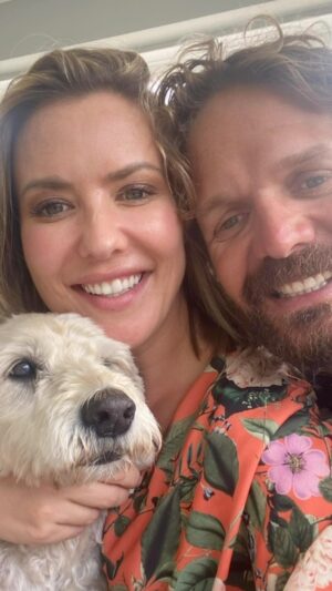 Abby Coleman Instagram - Years before we had our children we got our Yoshi Bear. Our fur baby. Scott wanted a staffy and I wanted a groodle and we got a groodle. It took Scott one day to fall in love with her like I. Her love of water, jumping and running crazy hot laps came second to the love she had for us. When the kids came along she taught them how to be gentle with animals through how patient and soft she always was with them.
The worst part about owning a dog is having to say goodbye, and that goodbye always feels far too soon and is unbearably hard. 
It’s not simply losing “ a dog” it’s losing a beloved member of the family and there has been so many tears in our house.
 She was so happy to have a new puppy in the house it gave her a new lease on life for a week before her body said no more. It’s like she settled in Zeus for us knowing we needed a transition dog. Thanks for being the most loyal sweet dog a family could ask for. To the rainbow bridge our Yoshi girl