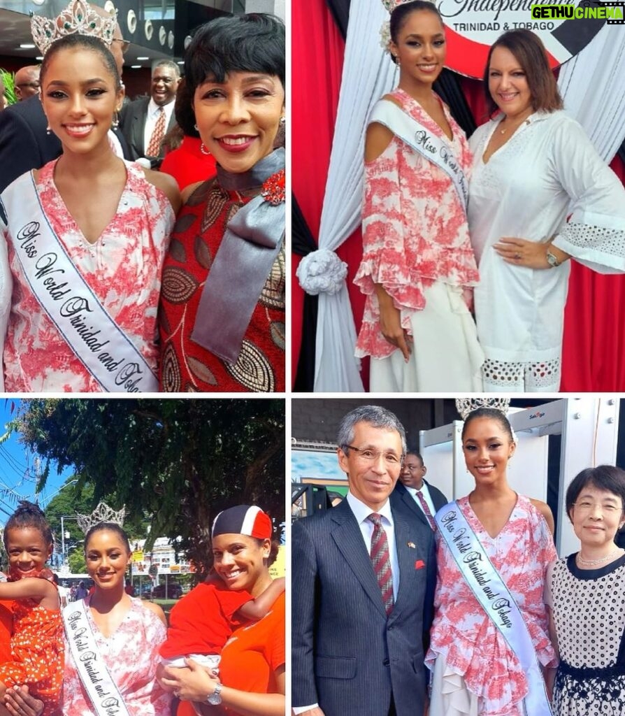 Aché Abrahams Instagram - Yesterday I got to celebrate Independence Day at the Independence Day parade🥳🇹🇹. I got the incredible opportunity to speak to our Prime minister, Dr the Honourable Keith Rowley, Madame Sharon Rowley, as well as Her Excellency Candace A Bond, the high commissioner of Japan, Jamaica and many other phenomenal people who are truly making an impact! I shared about my excitement to represent our beautiful islands in India later this year for @missworld and my passion to make a difference in the mental health arena. It’s always beautiful when our country comes together to celebrate. You feel the energy in the air🥰. T&T is truly unique with rich history, happy people and countless stories to share with this world. Thank you so much @trinidadgenie for having me as your guest🙏🏽 I had a blast. Hope you all had a Happy Independence Day! 🙏🏽❤️ #missworld #beautywithapurpose #roadtomissworld #InvisibleScarsProject #missworldtrinidadandtobago