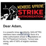 Adam Conover Instagram - AMAZING. SAG-AFTRA members, we crushed it!! What an incredible result. The movement to change the industry is unstoppable. SOLIDARITY FOREVER