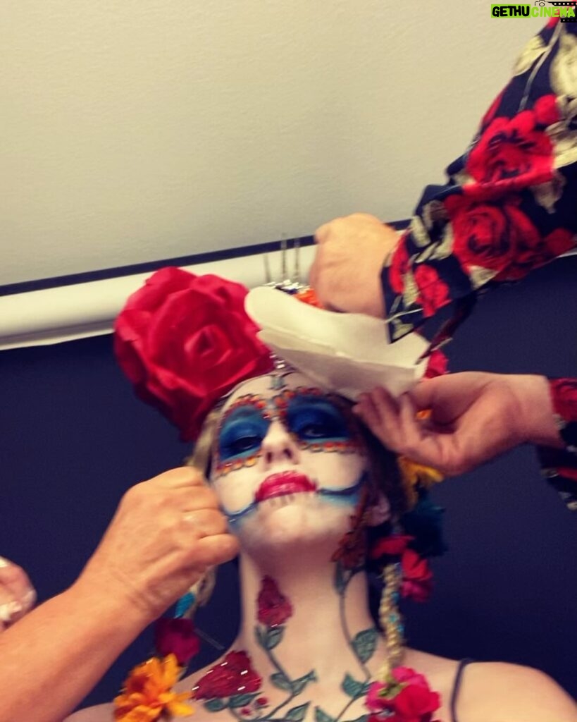 Aimee La Joie Instagram - I was honored to be asked by Emmy winners @angelamoosmakeup and @joematke to be their model for this Día de Los Muertos competition! Día de Los Muertos has always been a celebration that I have deeply admired and respected, from the surface level colors and spectacle to the true, beautiful meaning of the holiday. The older I get, the more I appreciate the people from my life who are no longer with us. ❤️ Vote for our look in the link in my bio! #diadelosmuertos #dayofthedead #aimeelajoie