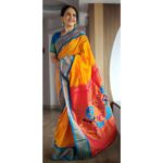 Aishwarya Narkar Instagram - Wrapped in elegance,draped in grace...🤭❤️ Beautiful saree by @kulswaminicollections ❤️❤️ #aishwaryanarkar #saree #sareebrands #love#vibe#feel#yellow #paithani#silk#instafashion #instagram