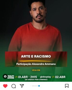 Aldri Anunciação Instagram - *Role pro lado... e veja que encontro incrível!
*Você vai perder? 

 Multishow  02/04 às  7:30
Horários alternativos: 03/04 às 11:17  ou 06/04 às 8:30
E na  sequência  fica disponível na Globoplay..

#arte
#antirracismo
#bate-papo
#descontração
#teatro
#literatura
#pensadores
#pensadoras
#artistas
#multishow
#trace 
#tracetrends
#Globoplay